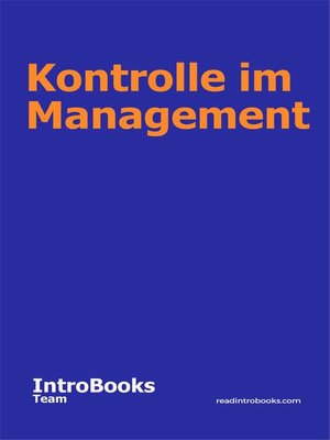 cover image of Kontrolle im Management